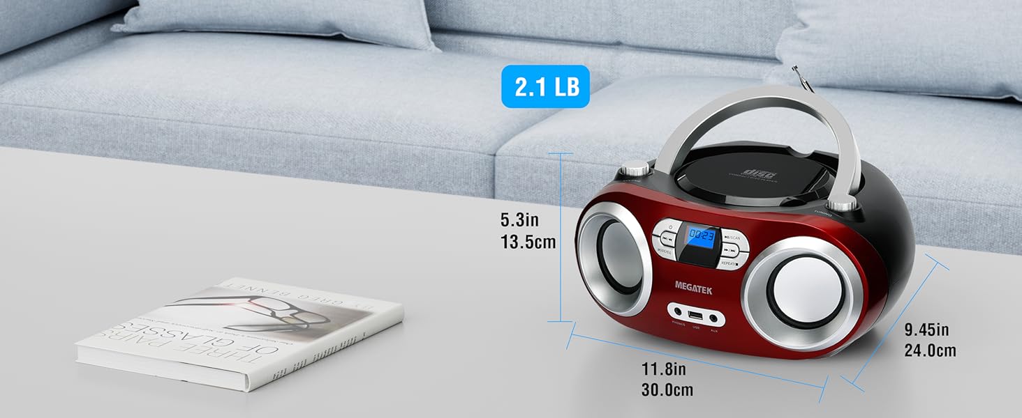 Portable CD Player Boombox with Item dimensions