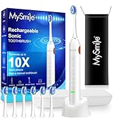 MySmile UC605 Electric Toothbrush for Adults, Rechargeable Sonic Electronic Toothbrush with 6 Bru...