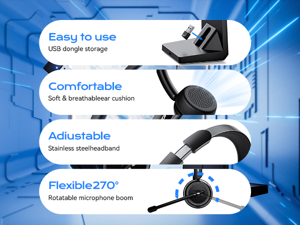 Soft breathable earmuffs &amp;amp; adjustable headband. Rotatable mic fits any angle