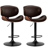 DUMOS Swivel Bar Stools Set of 2, Adjustable Counter Height BarStools, PU Leather Upholstery Chai...