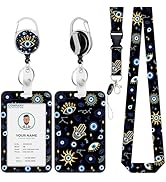 Evil Eye Lanyards for ID Badges, Retractable Heavy Duty with 360 Swivel Carabiner Clip, Breakaway...