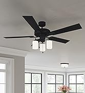 Design House 157362-BLK Aubrey 52-Inch Traditional Indoor Tri-Mount Ceiling Fan with Light Kit, R...