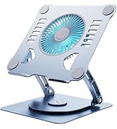 SHUWEI 360° Rotating Laptop Cooling Stand with 3 Speed Fan, Adjustable Height Laptop Stand for De...