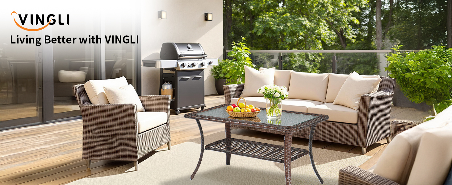 wicker outdoor coffee table