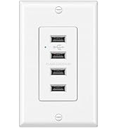 BESTTEN USB Receptacle Outlet, 4.2A/21W High-Speed 4 Port USB Wall Charging Outlet 125VAC Input, ...