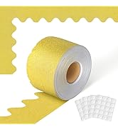 65.6 Feet Bulletin Board Borders, Gold Glitter Borders Trim, Gold Scalloped Bulletin Board Paper ...