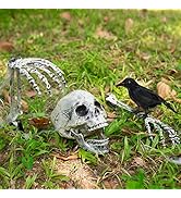 SpringFlower Halloween Skeleton Decorations- Skeleton Stakes with Crow for Outdoor Decoration, Sc...