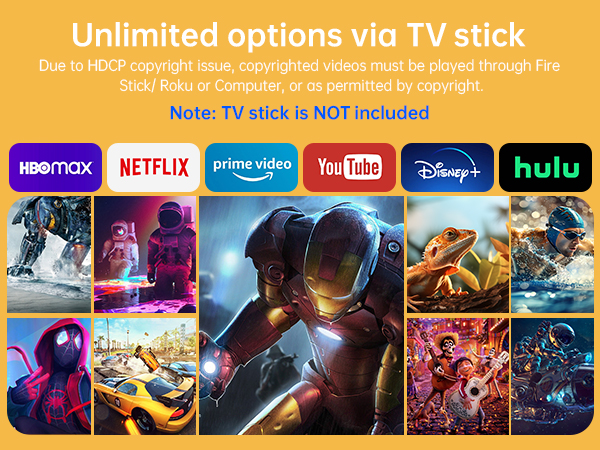 Mini Projector Compatible with TV Stick for Unlimited Streaming Options (TV Stick Not Included)
