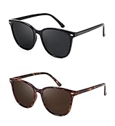 FIMILU 2 Packs Sunglasses for Women Polarized UV400 Protection Lens Big Frame Fashion Glasses Tre...