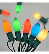 C7 LED Colored Christmas Lights Outdoor, 25FT Vintage Colorful Christmas Lights with 25 LED Ceram...