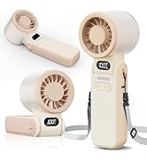 Portable Handheld Turbo Fan, 8m/s High Speed Portable Fan 5 Speed (1-100), 180° Foldable Personal...