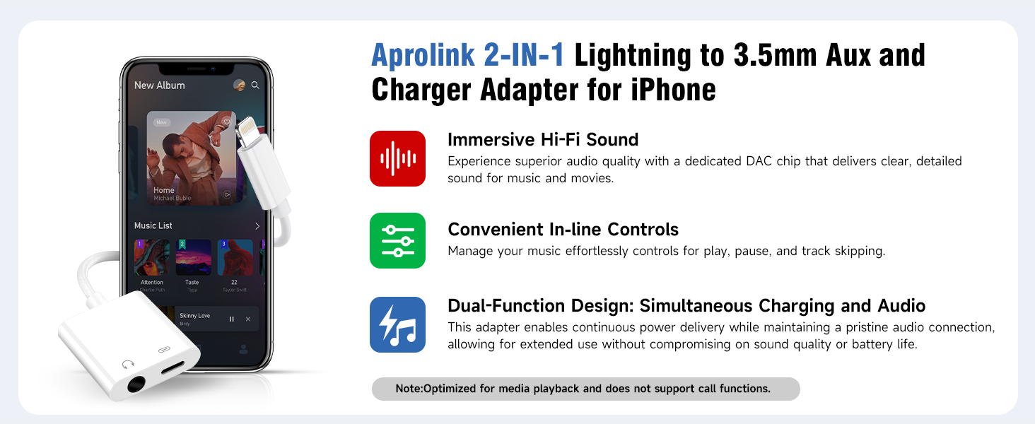 iphone aux and charger adapter