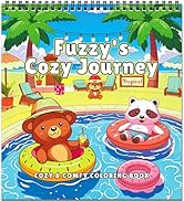 FUN LAVIE Cozy Coloring Book for Adults Relaxation – Featuring Fuzzy’s Cute Animal Travel Adventu...