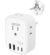 LENCENT Germany France Travel Power Adapter, PD 45W USB C Fast Charger Adaptor, Schuko Type E F P...