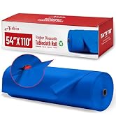 Plastic Table Cloth, 110 Ft X 54 in Disposable Tablecloth Royal Blue Tablecloth Premium PEVA Plas...