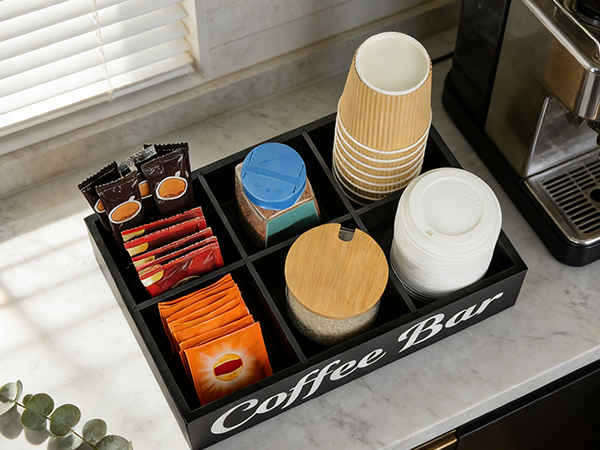coffee bar station organizer wooden