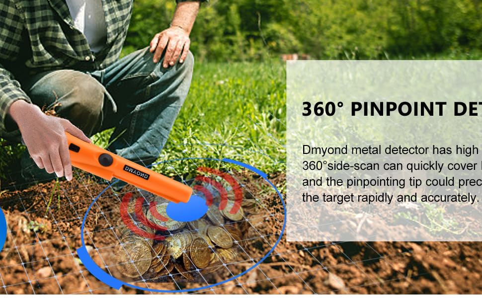Handheld Metal Detector Pinpointer, 360° High Sensitivity Treasure Pinpointing Finder