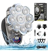 Head Shaver, 9D Head Shavers for Bald Men,Electric Razor IPX7 Waterproof for Men Skull, Wet/Dry L...