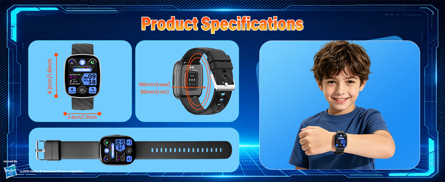 Transformers watch kids smartwatch boys girls gift fitness tracker heart rate