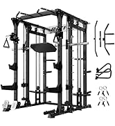 RitFit Buffalo Smith Machine, Power cage with LAT-Pull Down System &amp; Cable Crossover System, All-...
