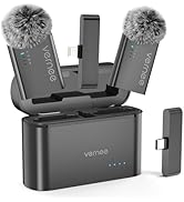vernee Wireless Lavalier Microphone for iPhone/Android - 68H Battery Life with Charging Case, Noi...