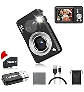 Digital Camera, FHD 1080P Point and Shoot Kids Camera, with 32GB Card,16X Zoom Anti Shake,48MP Co...
