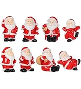 VILLCASE 12pcs Resin Santa Claus Figurines Mini Christmas Ornaments Micro Santa Decorations for H...