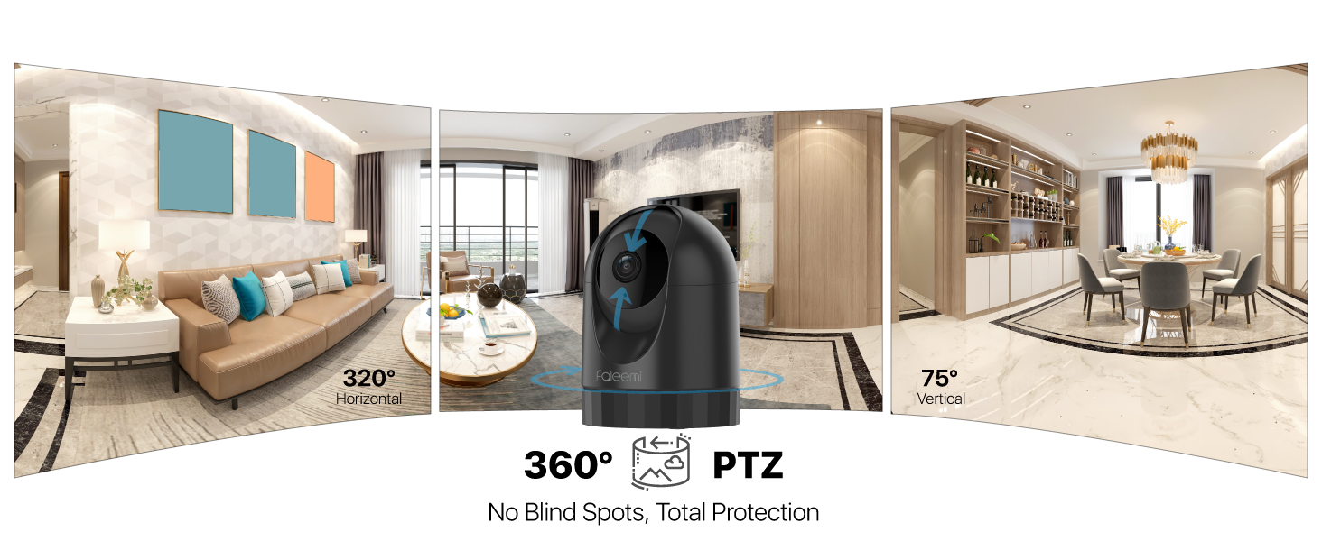 FS3 2K Ultra HD Pan &amp; Tilt Indoor WiFi Security Camera_360 PTZ Coverage
