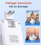 2000W Voltage Converter US to Europe for Hair Dryers, 7-in-1 220V to 110V Converter for European ...