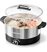 TOPWIT 4.5L Hot Pot Electric, Stainless Steel Electric Pot with Dual Power Setting, 1200W Fast He...