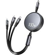 CAFELE 2025 Upgraded 100W Multi Charging Cable, Retractable USB C 3 in 1 Charging Cable with Type...