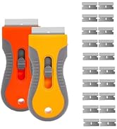 2pcs Retractable Razor Scraper with 20 Extra Blades, Safety Lock Window Scraper for Removing Labe...