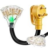 WYM world 30 Amp to 110V RV/Generator Distribution Adapter Cord NEMA TT-30P Male to 3X 5-15R/5-20...