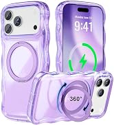 BOXDXB for iPhone 17 Pro Max Case with 360° Spin Magnetic Stand, [Compatible with MagSafe] [Curly...