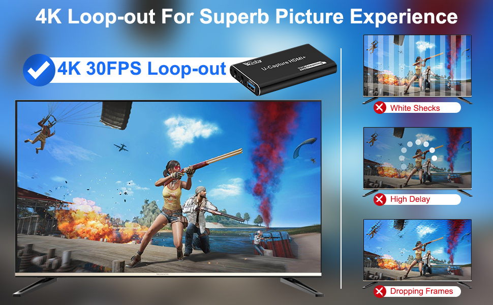 Audio Video Capture Card,4K HDMI USB 3.0 Capture Adapter Video Converter 1080P 60fps