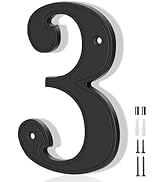 House Numbers 3, Emotionlite House Address Numbers, Black Large Modern House Numbers for Outside,...