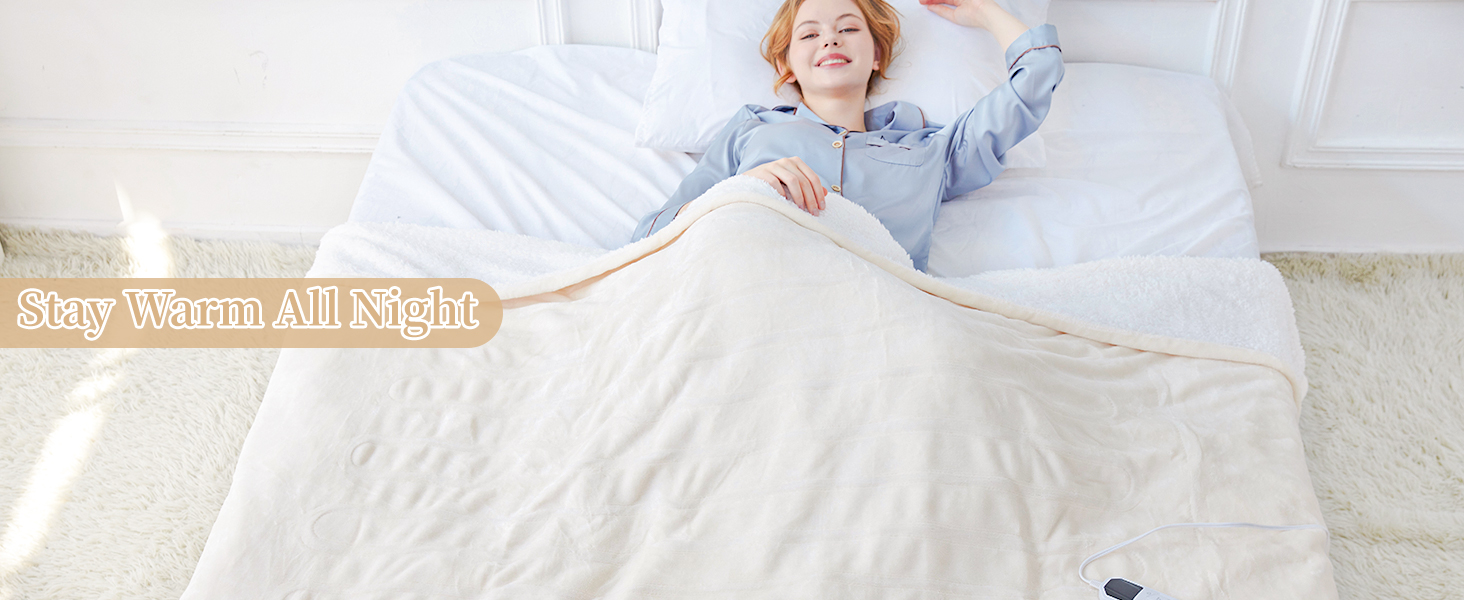 Electric heated blanket for bed