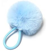 SUSULU Furry Hair Elastic Bands Faux Rabbit Fur Pompom Hair Ties Scrunchies for Women, Rubber Ban...