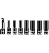 KIMO 8pcs 1/2-inch Drive Impact Socket Set, 10,12,13,15,17,19,21mm Metric Sizes Sockets, Cr-V Ste...