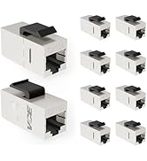 VCE Shielded CAT6A RJ45 Coupler, 10Pack Ethernet Coupler, STP Female to Female Keystone Jack for ...