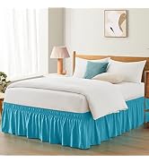Entisn Teal Adjustable Bed Skirt for Full &amp; Queen Size Bed - with 18 Inch Tailored Drop, Wrap Aro...