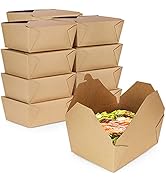 [30 Pack] 110 oz Paper Take Out Containers 8.8 x 6.5 x 3.5" - Kraft Lunch Meal Food Boxes #4, Dis...
