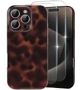 MYY Cute Phone Case for iPhone 15 Pro Case, [with 2X Screen Protector] Tortoise Shell Pattern Leo...