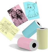 HKHKPI D20 Sticker Thermal Paper, 57mm x 2.8m Continuous Thermal Sticker Roll, 3-Rolls for D20 St...