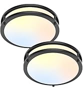 Flush Mount Ceiling Light Black, 30W 4000Lm 5CCT Dimmable LED Ceiling Light Fixture, 2700K/3000K/...