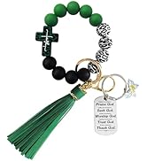 SHINYHARBOR Silicone Jesus Cross Keychain Wristlet Bracelet for House Work Car Keys, Christian Gi...