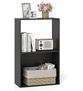 Giantex 3-Tier Bookshelf, 2-Cube Bookcase w/Open Storage Compartment, Freestanding Display Shelf ...