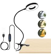 Brokimis Clip on Light LED Reading Book Study Lamp 3 Color Modes 10 Brightness Eye Protection 360...