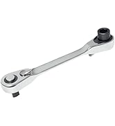 Knugoua 2-in-1 Flex-Head 1/4" Ratchet Wrench 72-Tooth Reversible, Mini Socket &amp; Hex Bit Driver, A...