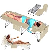 ABORON 4-in-1 Lounge Chair with Face &amp; Arm Holes for Tanning, 440LB Heavy-Duty Folding Recliner w...